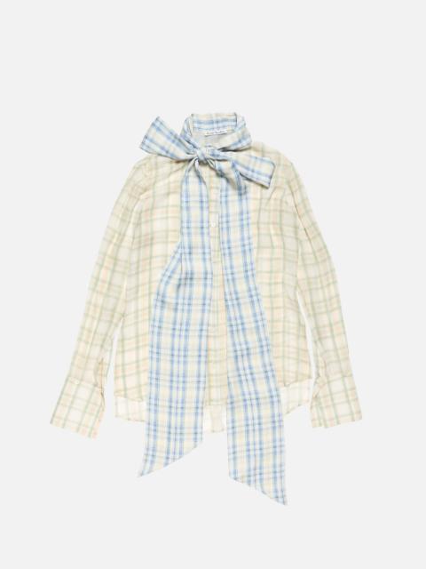 Silk blouse with scarf - Green/orange