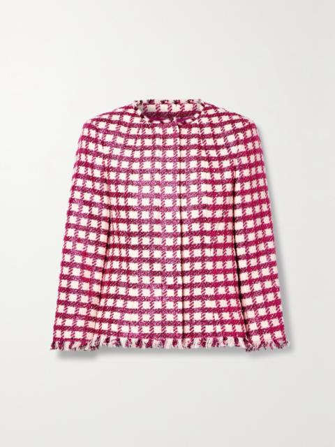 Frayed Checked Metallic Wool-blend Tweed Jacket