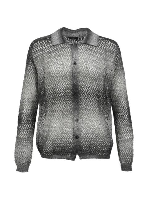 polo-collar cardigan