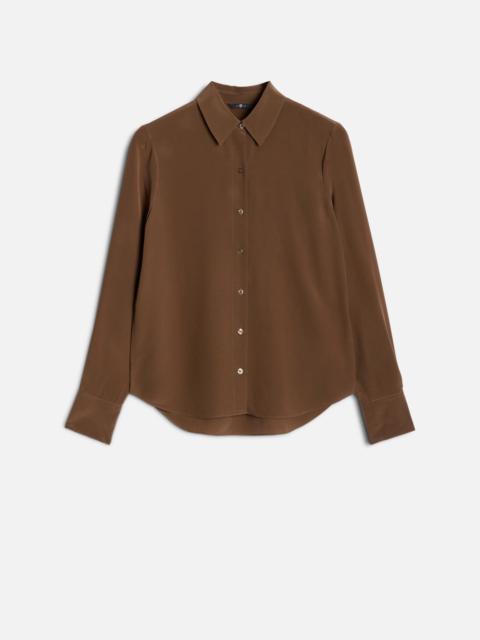 Long Sleeve Silk Blouse in Cocoa