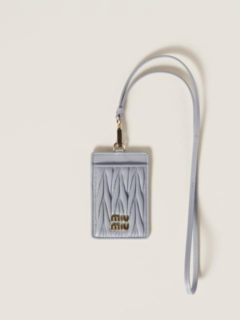 Matelassé nappa leather badge holder