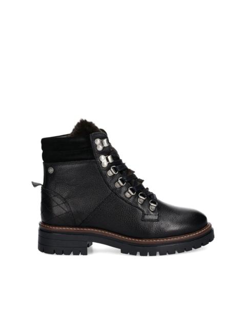 faux-fur trim lace-up boots