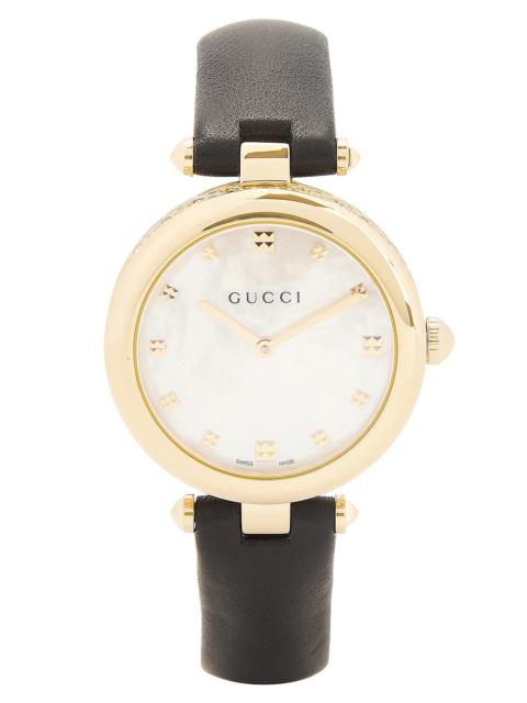 White Mother Of Pearl Dial Leather Strap Watch