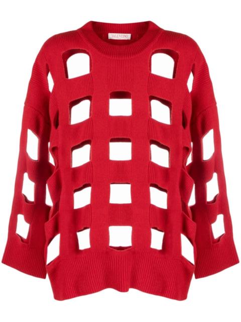 cut-out virgin-wool jumper