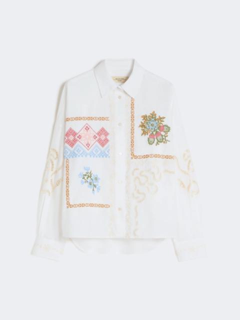 Cotton blouse with lace and embroideries - WHITE