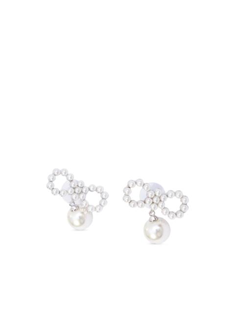white pearl bow earrings