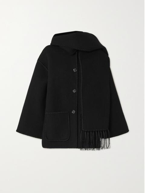 Draped Fringed Wool-blend Jacket