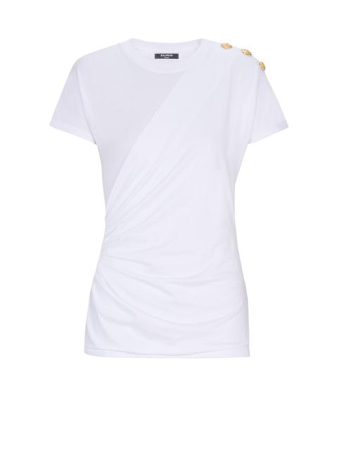 Draped T-shirt with buttons