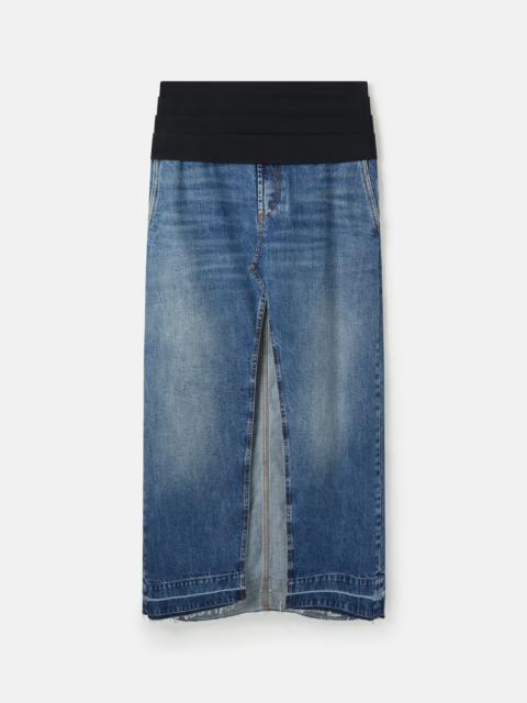 Tuxedo-Inspired Denim Midi-Skirt