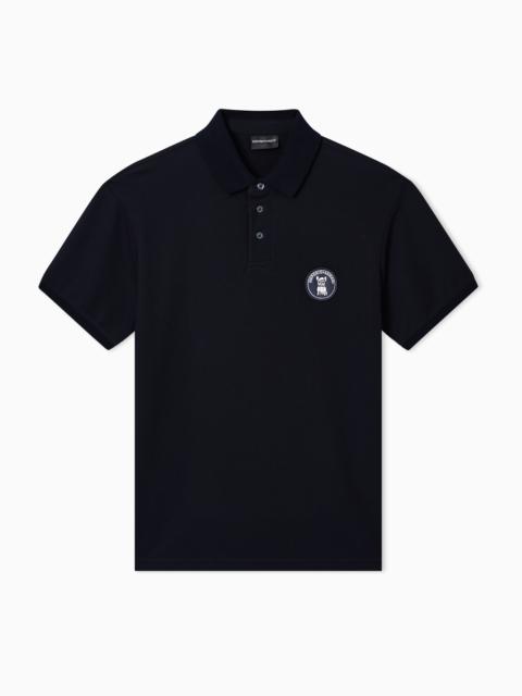 EMBROIDERED EAGLE STRETCH PIQUÉ POLO SHIRT