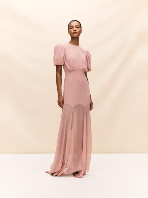 AGUA MAXI DRESS IN BLUSH CRINKLE CHIFFON