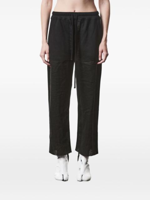 drawstring patch cotton trousers