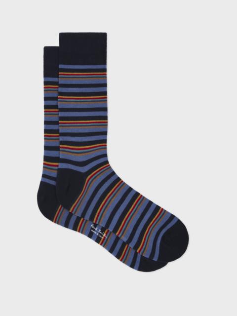 Navy 'Artist Stripe' Placement Socks