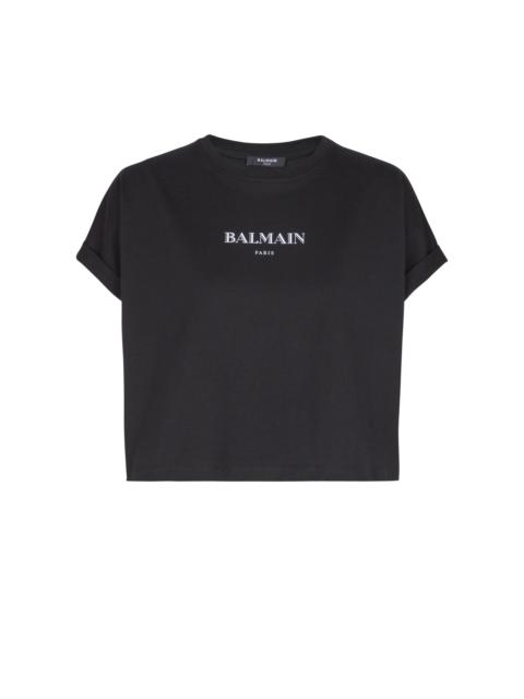 Cropped T-shirt with Balmain print