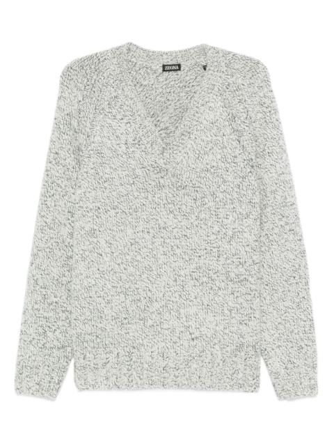 speckled V-neck sweater