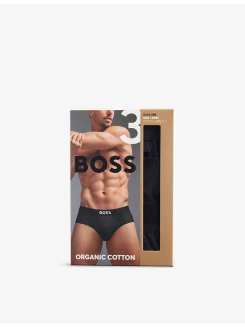 BOSS ONE x David Beckham Logo-Waistband Pack of Three Stretch-Cotton Hipster Briefs