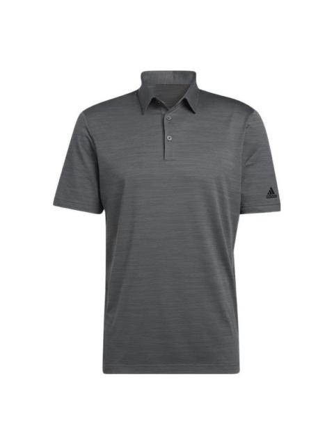 Men's adidas Solid Color Logo Micro Mark Golf Sports Short Sleeve Dark Grey Polo Shirt HA9158