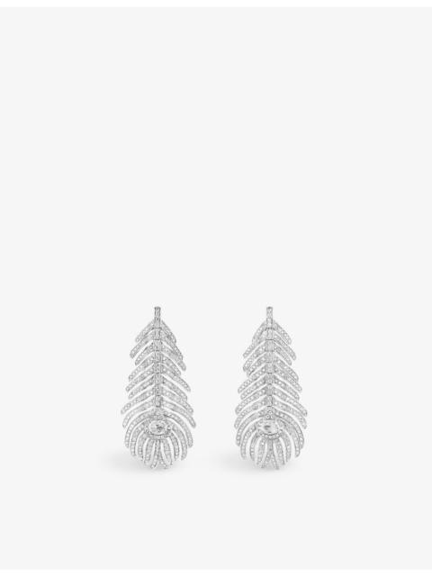 Plume de Paon 18ct white-gold, 2.01ct round and 0.34ct rose-cut diamond pendant earrings