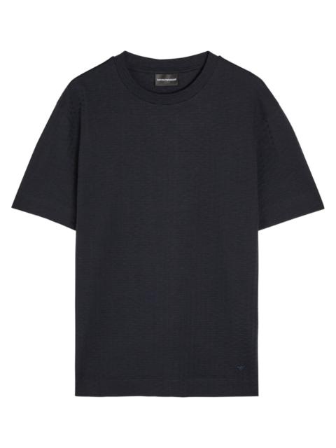 Emporio Armani Jacquard Logo-embroidered Cotton T-shirt