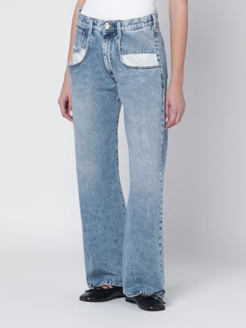 Blue jeans with contrast pockets