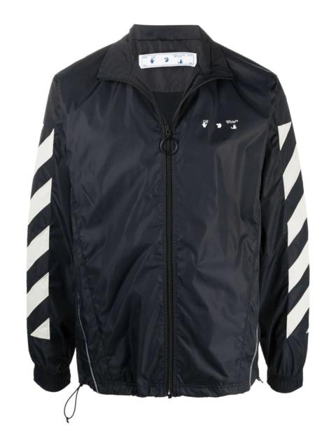 Diagonal Nylon Track Top Black