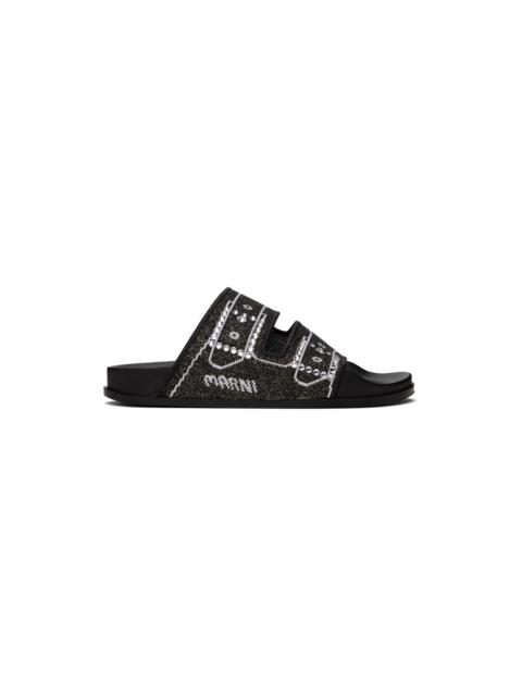 Black Jacquard Sandals