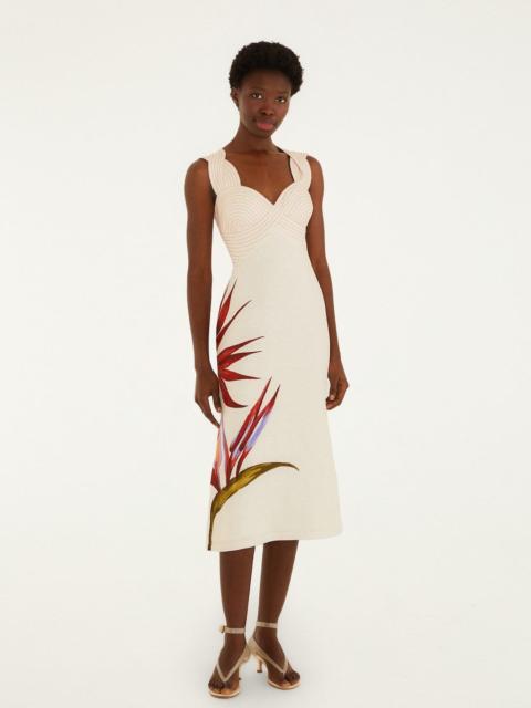 Sand Strelitzia Euroflax Premium Linen Midi Dress