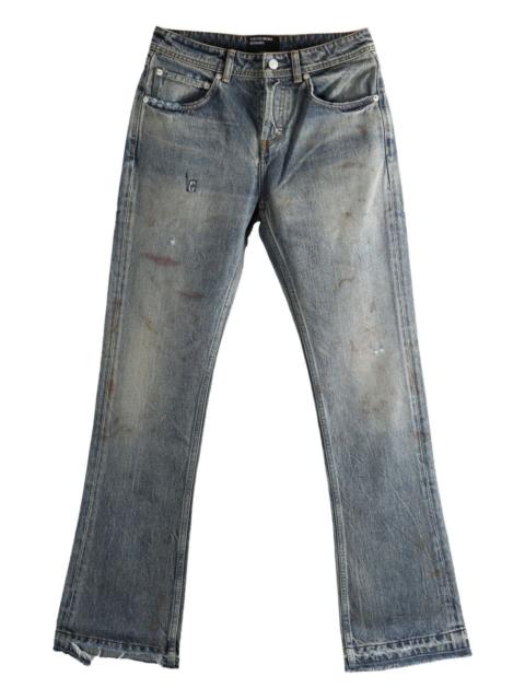 logo-patch distressed denim jeans