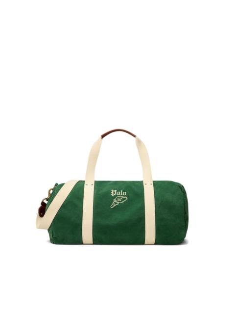 embroidered canvas duffle bag