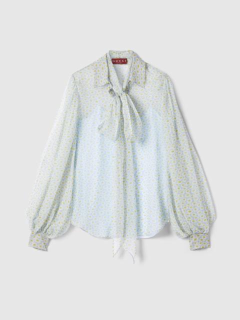 Printed silk chiffon shirt