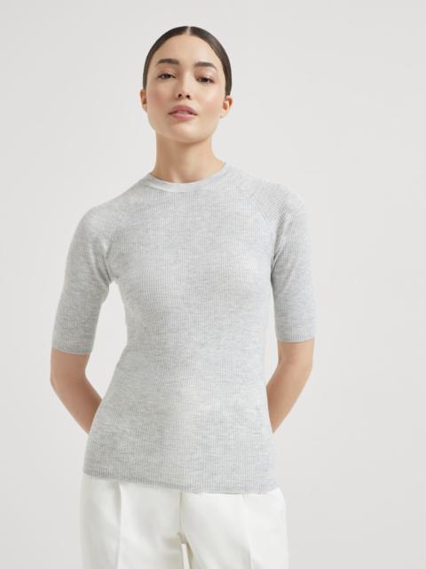 Sparkling cashmere lightweight rib sweater
