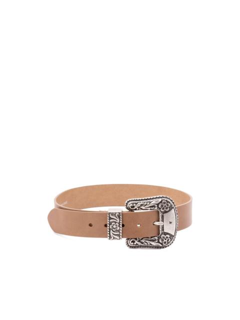 floral-buckle leather belt