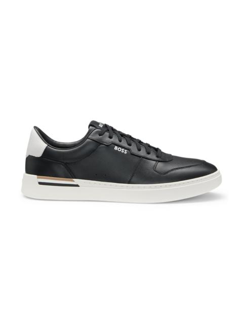LEATHER TRAINERS WITH SIGNATURE-STRIPE DETAILS