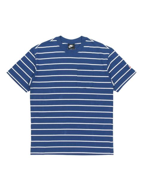 Nike Sportswear Sports Stripe Round Neck Short Sleeve Blue DM8880-490