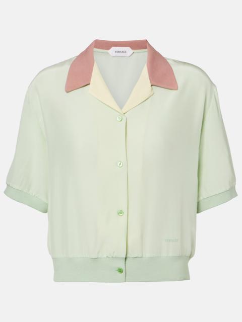 Cropped silk poplin shirt