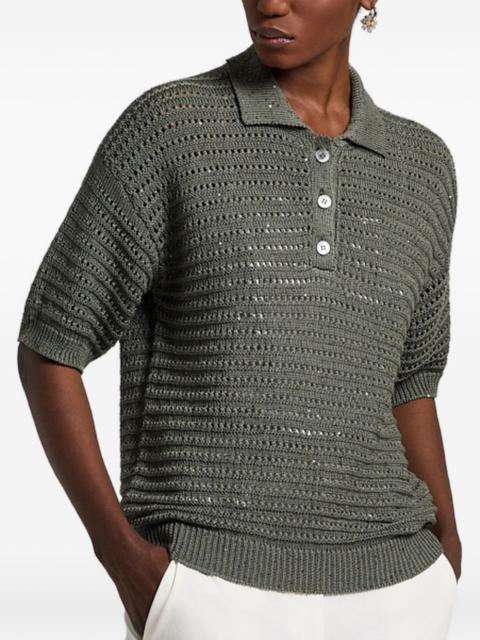 pointelle polo knitwear