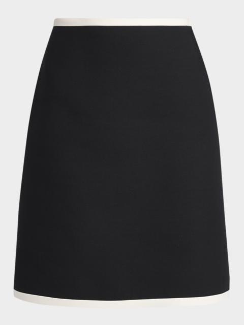 Contrast Trim Wool-Silk Mini Skirt