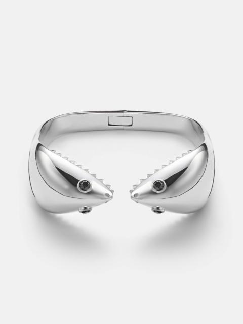 Requin 9kt white gold bangle with diamonds