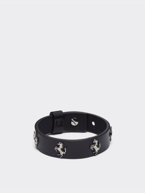 Black leather bracelet with studs