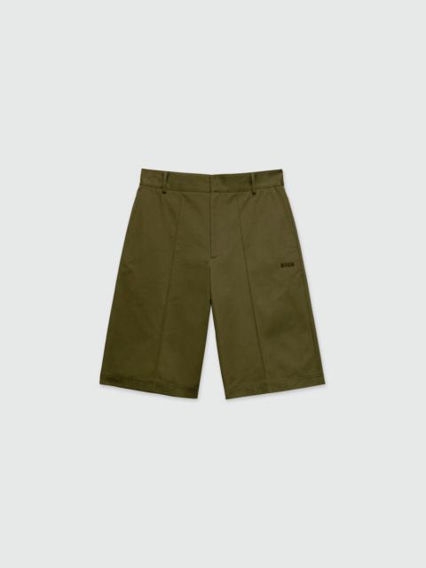 Olive green Bermuda shorts in cotton drill