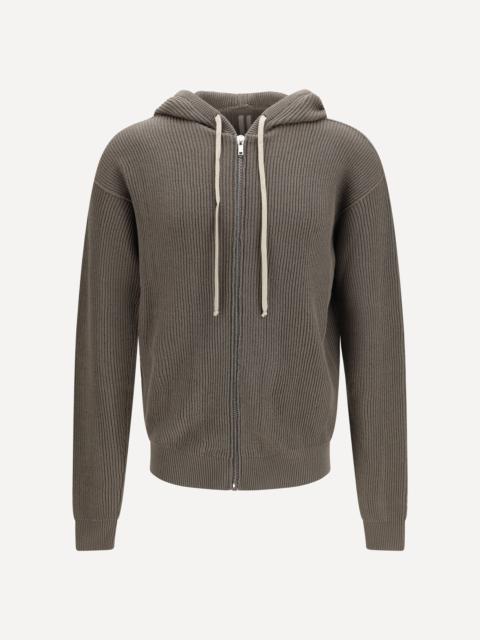 Ribbed Virgin Wool Knit Hoodie