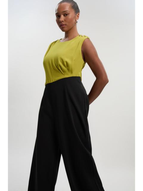 Plus Size Soft Tailored Asymmetric Neck Wide Leg Jumpsuit