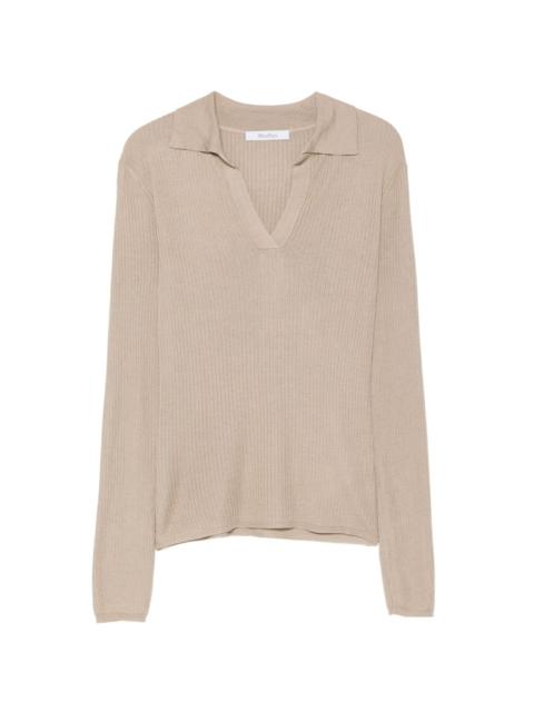 ribbed-knit polo sweater