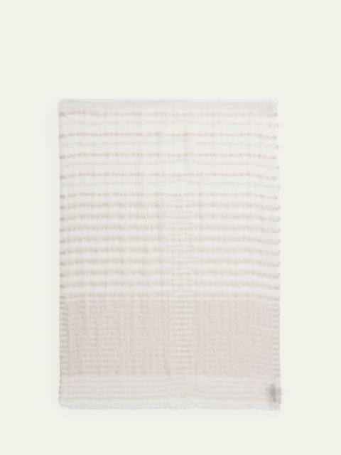Striped Linen-Cotton Jacquard Stole, 80" x 28"
