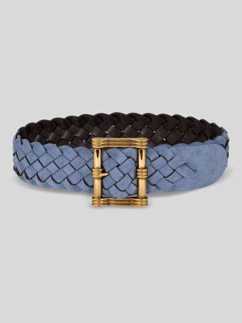 REVERSIBLE WOVEN SUEDE AND LEATHER BELT