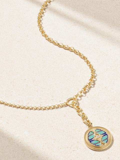Reverie Medium Mixed Belcher Extension 18-karat Gold And Ceramic Diamond Necklace