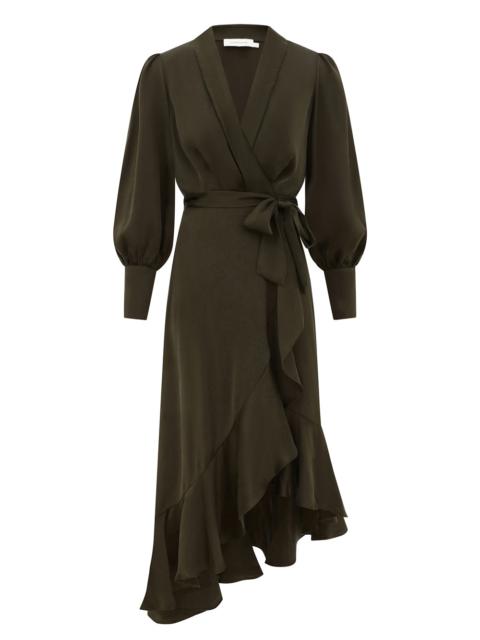 SILK WRAP MIDI DRESS