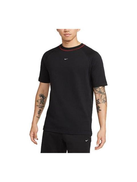 Nike Solid Color Breathable Soccer/Football Cotton Knit Loose Short Sleeve Black DC9063-010