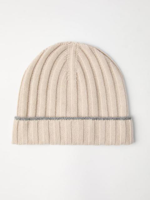 Cashmere rib knit beanie