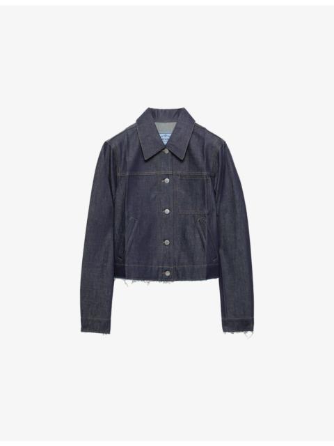 Frayed-Edge Regular-Fit Denim Jacket